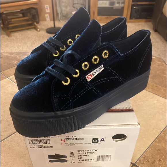 blue velvet trainers